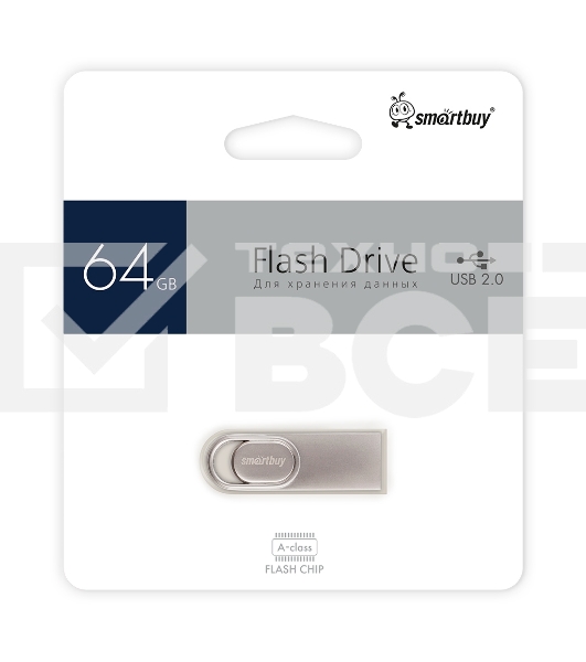 Флешка USB Smartbuy R/W (SB64GbM3) 064Gb,UFD 2.0 M3 Metal стальной