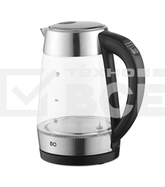 Чайник электрический BQ KT1700G черный-сталь, 2200 Вт, 1,7 л