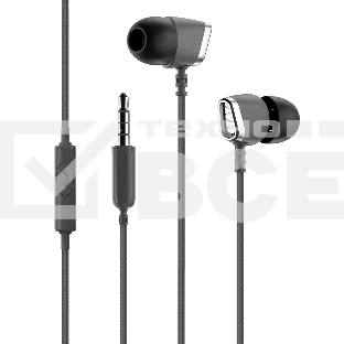 Наушники-гарнитура OLMIO Flame 3.5мм, серые, пластик, с микрофоном и кнопкой ответа