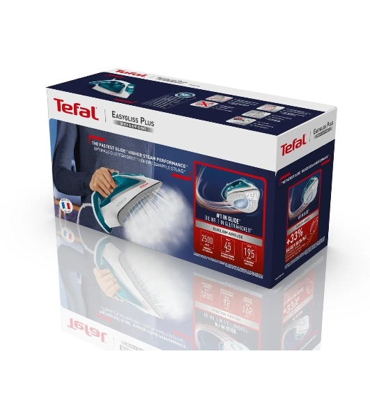 Утюг Tefal FV5718E0 бирюзовый, 2500 Вт, 45 г/мин, 195 г/мин, 270 мл