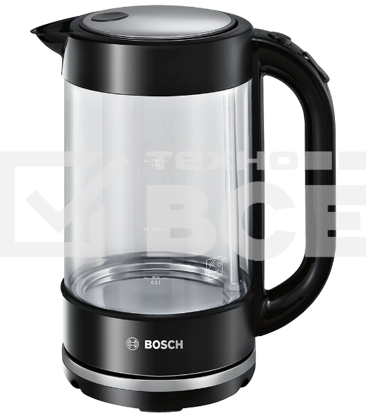 Чайник электрический Bosch TWK70B03 1.7 л, 2400 Вт, черный (корпус: стекло)