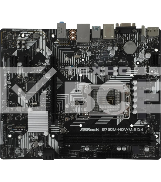 Материнская плата ASRock B760M-HDV/M.2 D4, LGA 1700, Intel B760, 2xDDR4, 4xSATA, 2xM.2, 1xPCIe 4.0 x16, 2xPCIe x1, 1xDP, 1xHDMI, 1xVGA, 1x 1Gb LAN, 2xUSB-A 3.2 Gen 1, 3xUSB 2.0, 3x3.5 мм, 7.1, mATX