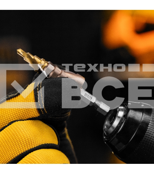 Сверло ступенчатое Denzel 4-6-8-10-12-14-16-18-20 мм, Р6М5К5, 6-гр. хвостовик 723613