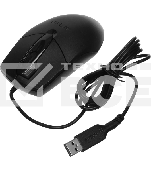 Мышь проводная A4Tech OP-730D черный, 1200 dpi, USB, кнопки - 4