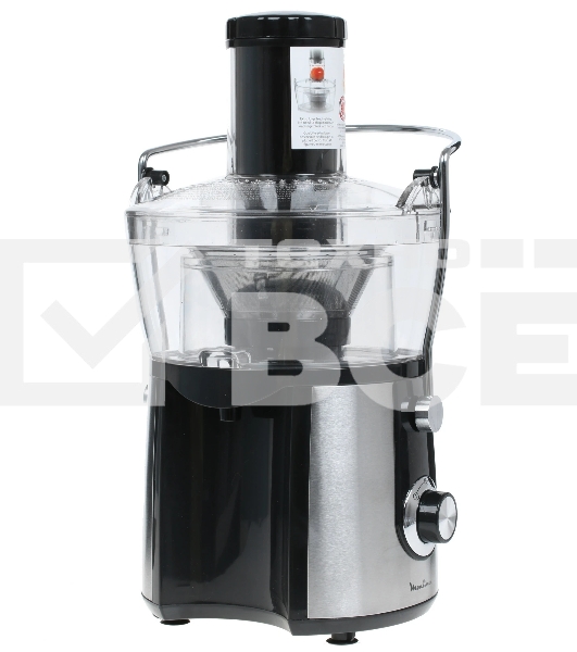 Соковыжималка Moulinex JU550D10 серебристый/черный, центробежная, 800 Вт, 2000 мл, механическое