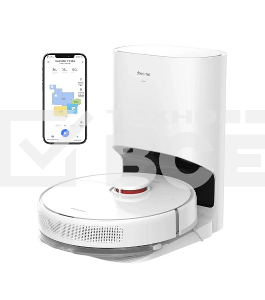Робот-пылесос Dreame RLS3D Vacuum and Mop D10 Plus белый, 46 Вт, 5200 мАч Li-Ion, уборка сухая/влажная, пылесборник контейнер 0.4 л