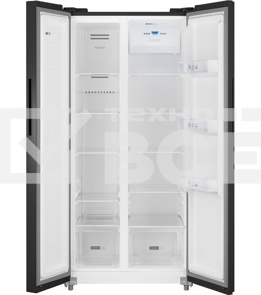 Холодильник Weissgauff WSBS 500 Inverter NoFrost Black двухкамерный 270/180л морозилка слева, No Frost, Side by Side