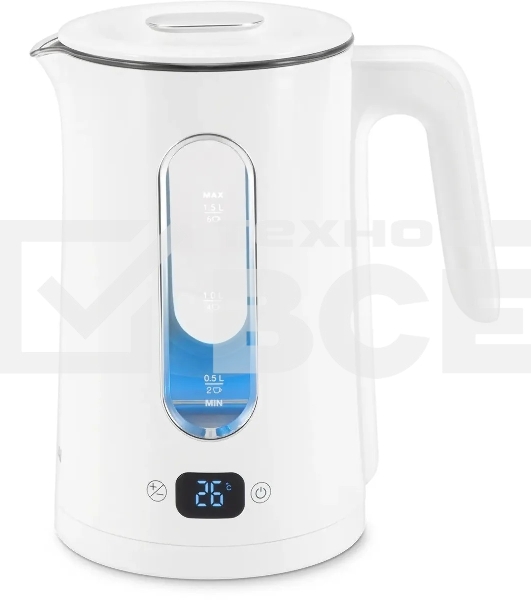 Чайник электрический Hyundai HYK-G5510 1.5л. 2200Вт белый/прозрачный корпус: стекло