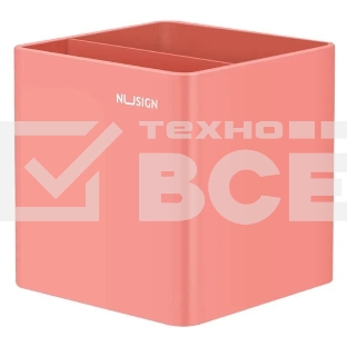 Подставка Deli ENS011PINK Nusign 2отд. для письменных принадлежностей 84х84х86мм розовый пластик
