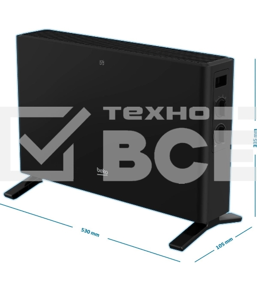 Конвектор Beko Winter Range RHC 5218 B черный, 1800 Вт, 20 м2, термостат