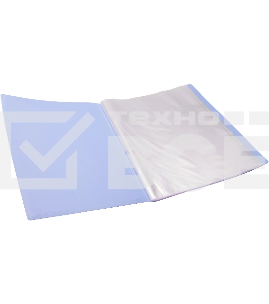 Папка-портфолио с 40 прозрачными вкладками Silwerhof Create SCR-P40AZURE A4, пластик, 0.7мм, карман на лицевой стороне, голубой