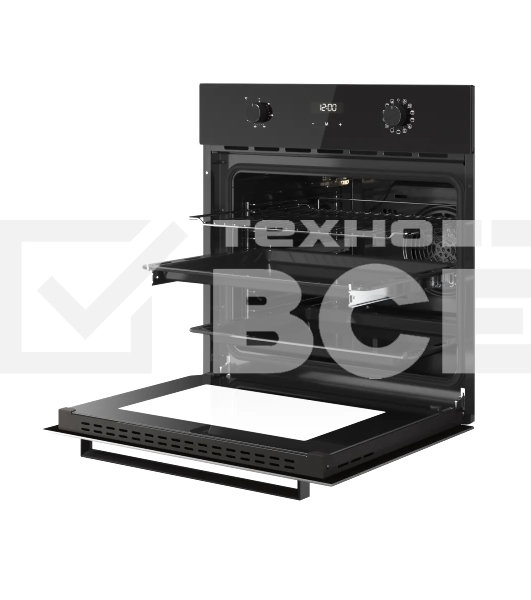 Духовой шкаф Kuppersberg HF 678 B, High-Tech, 70 л, дисплей, поворотное/сенсорное управление, таймер, макс. температура 300 градусов, телескопические направляющие (на 1 уровень), черный