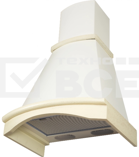 Вытяжка каминная Elikor Ротонда 60П-650-П3Л бежевый, 60 см, 650 куб. м/ч, 56 дБ