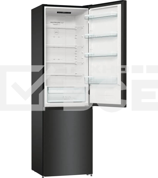 Холодильник Gorenje NRK6202EBXL4 черный матовый двухкамерный 235/96л морозилка снизу, No Frost