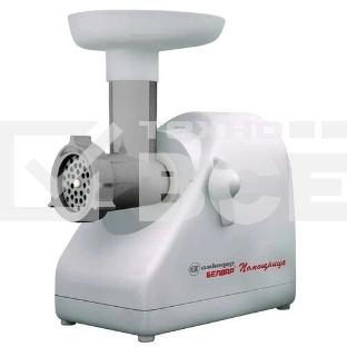 Мясорубка электрическая Белвар Помощница КЭМ-П2У 304-03 белый, 1800 Вт, 0.4 кг/мин, реверс, защита от перегрузки, насадки - 7