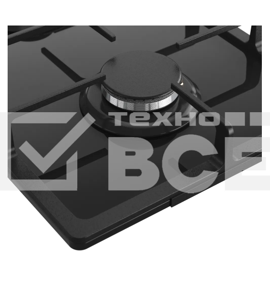 Варочная поверхность Kuppersberg FG 30 B, газ, High-Tech, 30 см, автоматический электроподжиг, газ-контроль, SABAF конфорки, чугунные решетки, цвет черное стекло, цвет фурнитуры черный