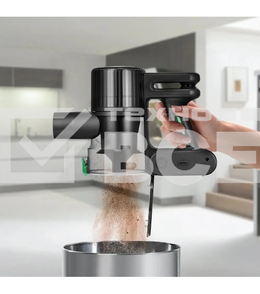 Пылесос вертикальный Kitfort КТ-5168-2 зеленый/черный, питание от аккумулятора, 75 Вт, уборка сухая, пылесборник 0.5 л, работа от АКБ max 32 мин.