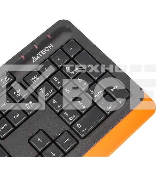 Клавиатура A4Tech Fstyler FK10 проводная, USB, черный/оранжевый