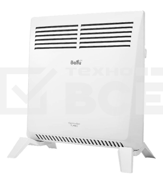 Конвектор Ballu Camino Eco Turbo BEC/EMT-1000 + Кронштейн CWM-02, белый, 1000 Вт, 15 м2, термостат