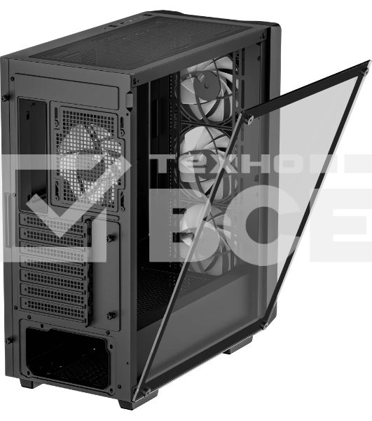 Компьютерный корпус Deepcool CC560 ARGb V2 без БП, боковое окно (закаленное стекло), 3x120мм ARGb LED вентилятор спереди и 1x120мм ARGb LED вентилятор сзади, черный, ATX