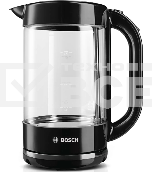 Чайник электрический Bosch TWK70B03 1.7 л, 2400 Вт, черный (корпус: стекло)