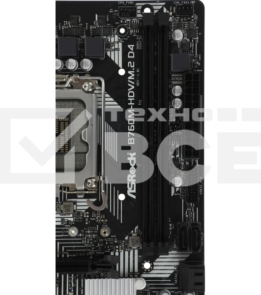 Материнская плата ASRock B760M-HDV/M.2 D4, LGA 1700, Intel B760, 2xDDR4, 4xSATA, 2xM.2, 1xPCIe 4.0 x16, 2xPCIe x1, 1xDP, 1xHDMI, 1xVGA, 1x 1Gb LAN, 2xUSB-A 3.2 Gen 1, 3xUSB 2.0, 3x3.5 мм, 7.1, mATX