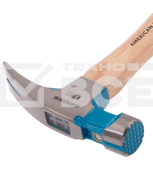 Молоток-гвоздодер Gross AMERICAN HICKORY 380 г, угол 75, магнит, обрезиненная рукоятка