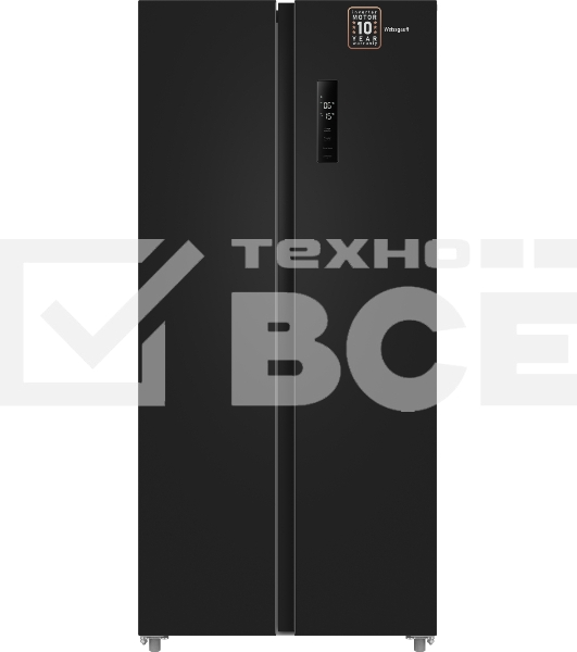 Холодильник Weissgauff WSBS 500 Inverter NoFrost Black двухкамерный 270/180л морозилка слева, No Frost, Side by Side