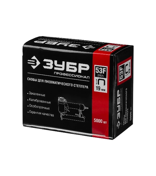 Скобы особотвердые тип 53F ПРОФЕССИОНАЛ (5000 шт; 19 мм) ЗУБР 31950-19