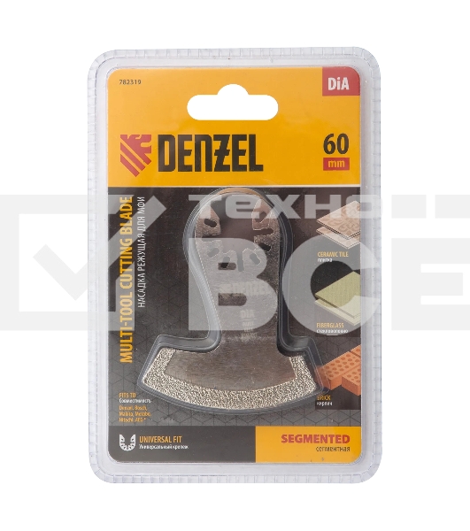 Насадка для МФИ Denzel режущая сегментная, DiA, по камню и плитке, 60 мм