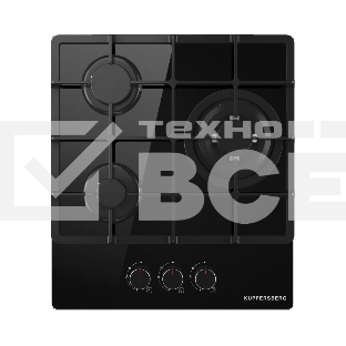 Варочная поверхность Kuppersberg FG 40 B, газ, High-Tech, 45 см, автоматический электроподжиг, газ-контроль, SABAF конфорки, чугунные решетки, WOK конфорка, цвет черное стекло, цвет фурнитуры черный