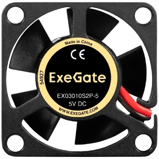 Вентилятор корпусной ExeGate EX03010S2P-5, 30 мм, 9000 об/мин, 25 дБ, 2-pin, без подсветки
