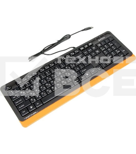 Клавиатура A4Tech Fstyler FK10 проводная, USB, черный/оранжевый