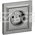 Розетка 1-местная IEK BRITE РСР10-1-0-БрС без заземления, без защитных шторок, 10А, в сборе, сталь, фото 1