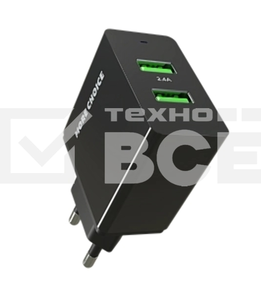 Сетевое зарядное устройство MORE CHOICE (4610196409868) NC11 СЗУ 2USB 2.4A черный черный