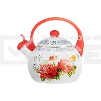 Чайник для плиты LR00-20 LARA (эмаль) RED 2.5 л, индукционное дно, свисток, автоподъем крышки, фото 1