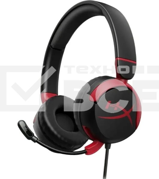 Гарнитура проводная с микрофоном HyperX Cloud Mini черный/красный накладные оголовье (7G8F4AA)