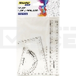 Набор линеек Silwerhof Color, пластик, прозрачный, в комплекте: линейка 20 см/угольник 30х14 см/угольник 45х10 см/транспортир 180, фото 1