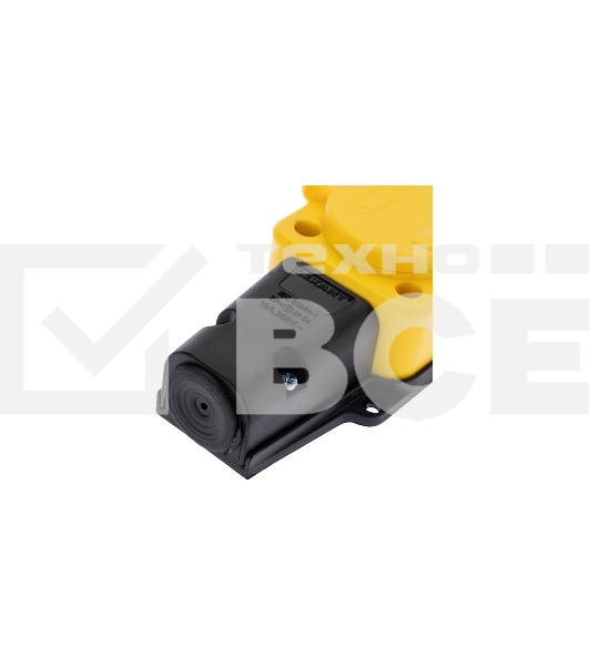 Розетка штепсельная Rexant трехместная, влагозащищенная, с/з, 16 А, IP54, каучук, желтый