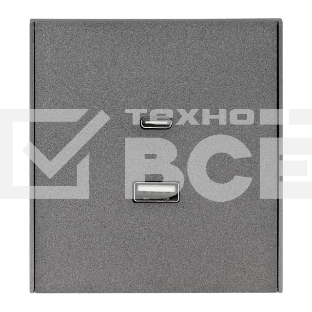 Розетка Kranz STRONG USB-A+Type-C 3А с функцией быстрой зарядки графит