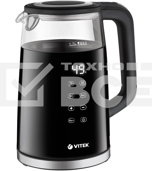 Чайник электрический Vitek VT-8827 1.7л. 2200Вт разноцветный корпус: стекло/металл