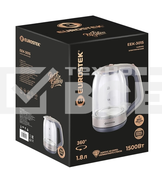 Чайник электрический EuroStek EEK-3015 1.8 л, 1500 Вт, бежевый