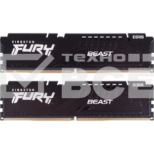 Оперативная память Kingston Fury Beast, DDR5, 32GB (2x16GB), 5200MHz, CL40, DIMM, радиатор, черный