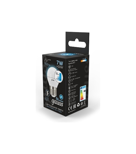 Лампа светодиодная Gauss LED Globe 7Вт E27 4100К step diммable (диммир.)