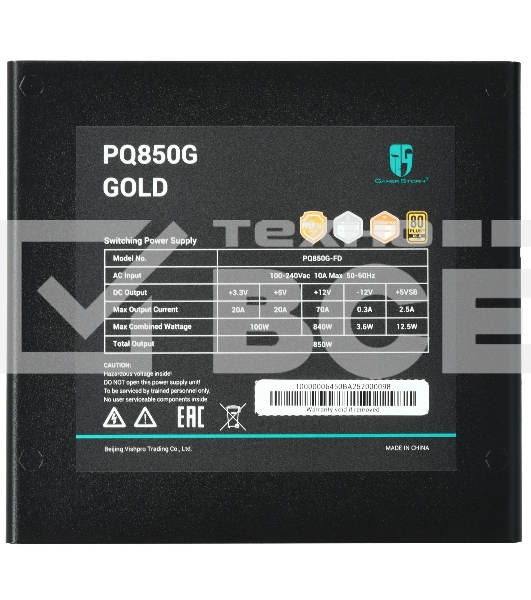 Блок питания Deepcool/GamerStorm PQ850G (ATX 3.1, 850W, Full Cable Management, PWM 120мм fan, 80 PLUS GOLD, Active PFC + Half Bridge + DC/DC, Full Japanese Capasitors, Gen5 PCIe) RET