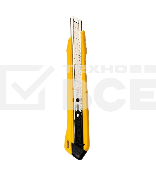 Технический нож Deli DL009B 9мм SK4, лезвие 13 секций, ударопрочный корпус. Кнопка автоматической блокировки.