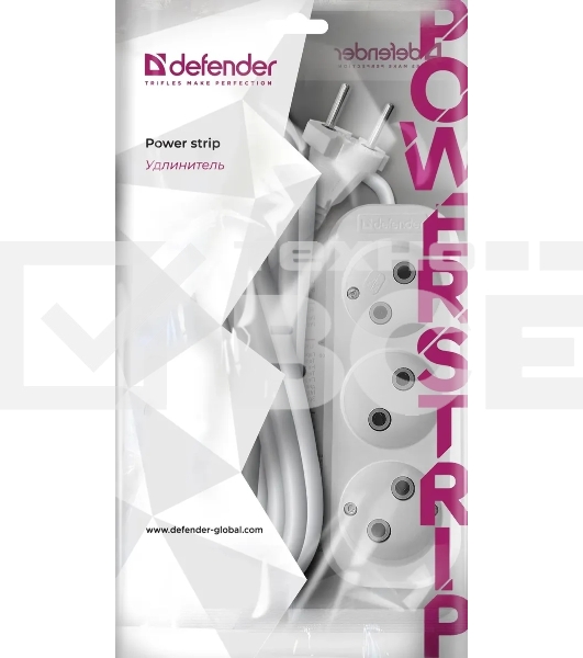 Удлинитель Defender (99276) B230 - 3 роз х 2 м, белый