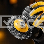 Щетка для УШМ Denzel 125 мм, М14, тарелка, витая нержавеющая проволока 0,3 мм, фото5