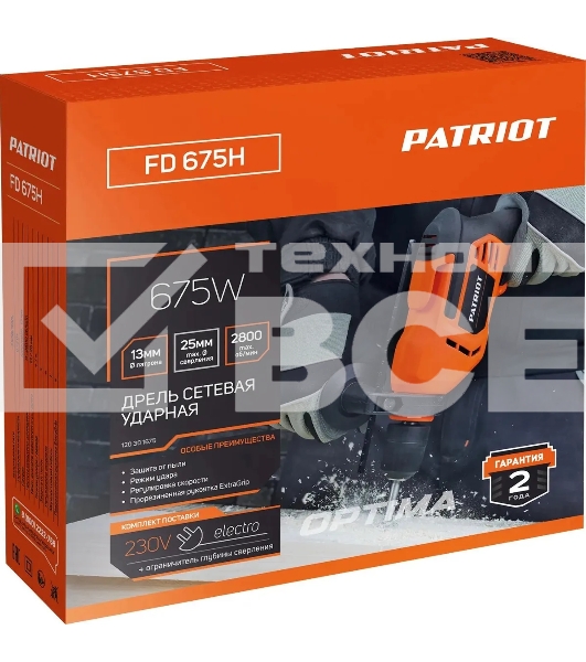 Дрель ударная Patriot FD 675H 675Вт ключевой реверс (120301675)
