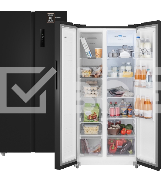 Холодильник Weissgauff WSBS 500 Inverter NoFrost Black двухкамерный 270/180л морозилка слева, No Frost, Side by Side